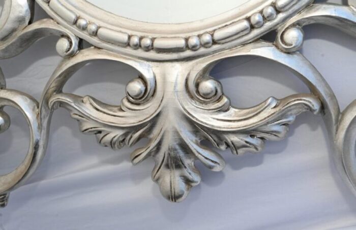 oval silver gilt mirror with rococo frame 6