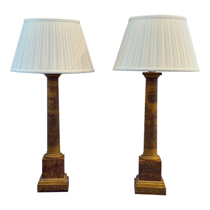 pair of 1950s tole column lamps 3300