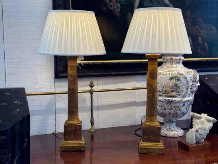 pair of 1950s tole column lamps 5932