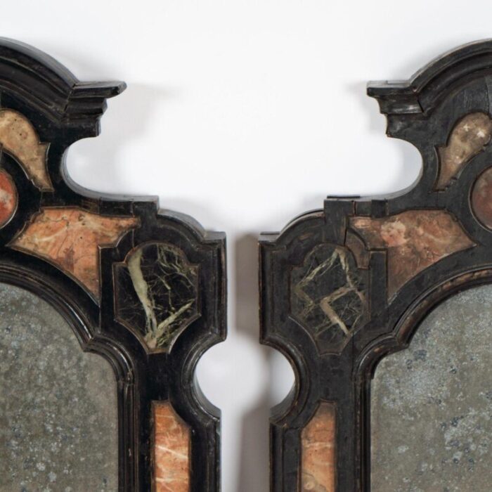 pair of italian late 19th century marble inset mirrors 0280