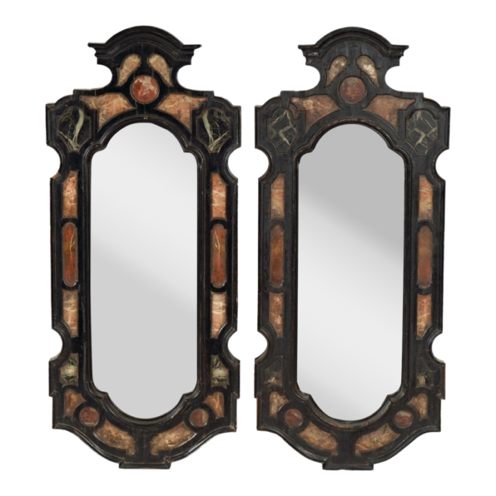 pair of italian late 19th century marble inset mirrors 4311