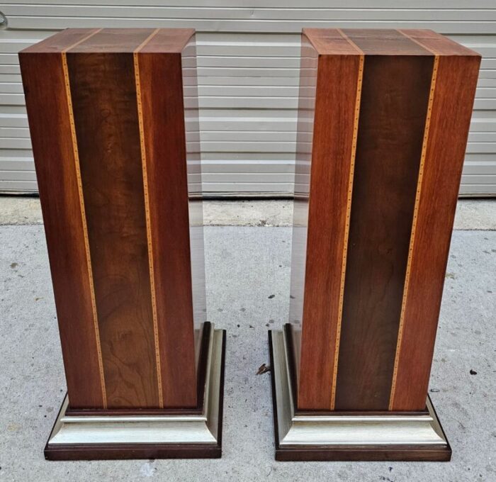 pair of late 20th century mixed wood inlaid pedestals 7330