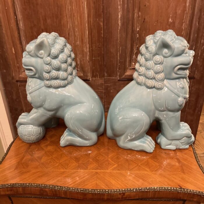 pair of late 20th century turquoise foo dogs 3247