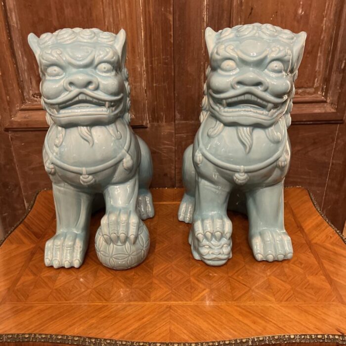 pair of late 20th century turquoise foo dogs 5220