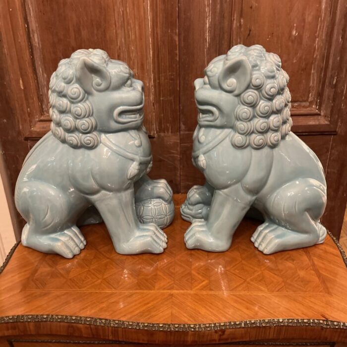 pair of late 20th century turquoise foo dogs 7348