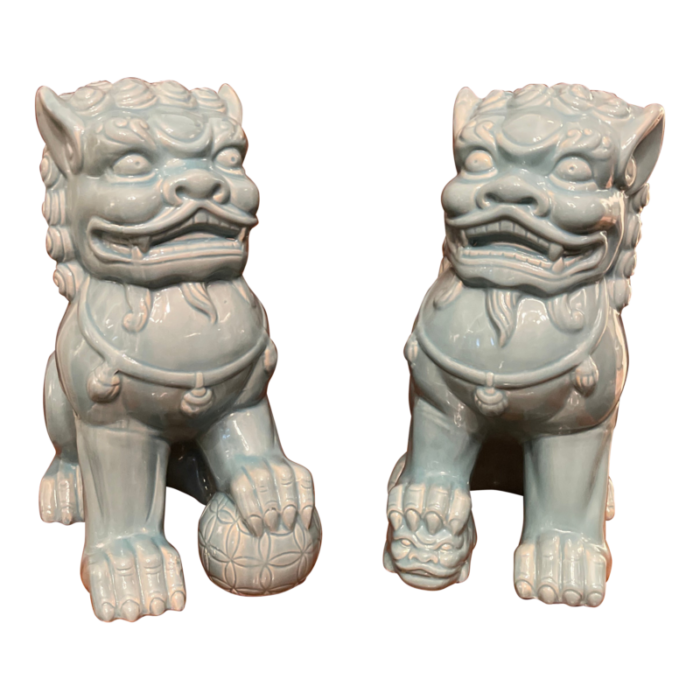 pair of late 20th century turquoise foo dogs 8197