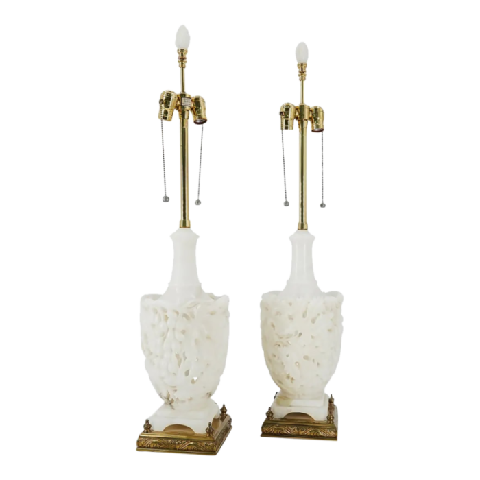 pair of vintage marbro alabaster table lamps 7796