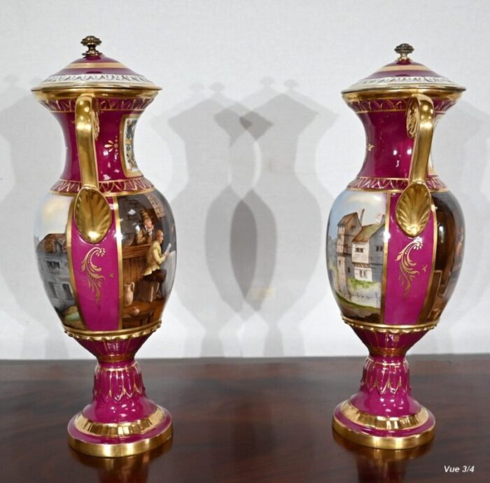 paris porcelain vases 20th century set of 2 15