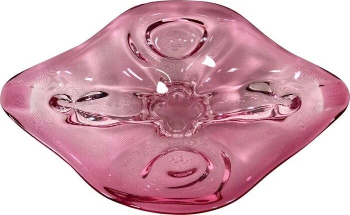 pink platter from chribska glassworks 1960s 1