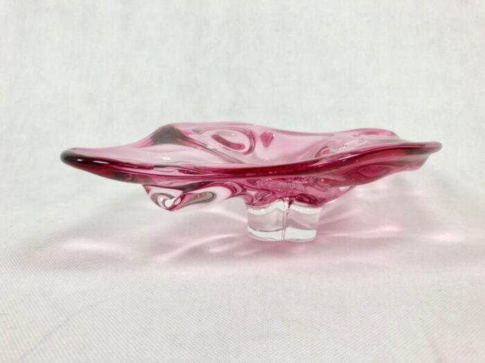 pink platter from chribska glassworks 1960s 2