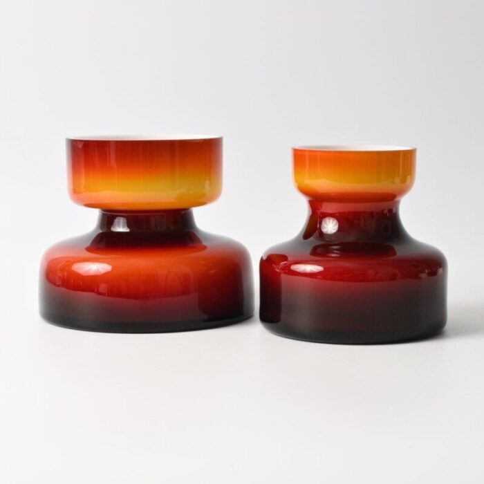 polish glass reducta vases from hortensja 1970s set of 2 1