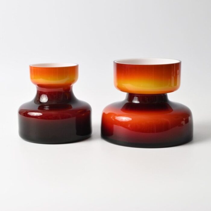 polish glass reducta vases from hortensja 1970s set of 2 3