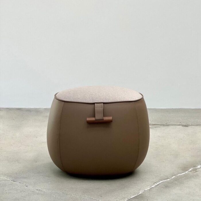 porada lagom small leather velvet ottoman 0034