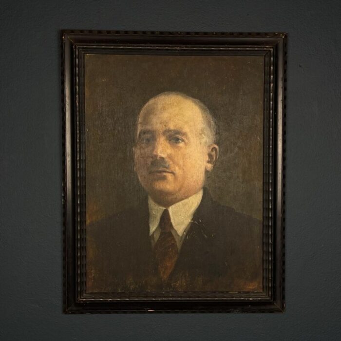 portrait man in a suit late 19th century oil on plywood 7939