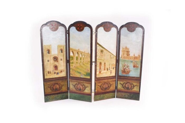 portuguese hand painted dressing screen 1850s 1