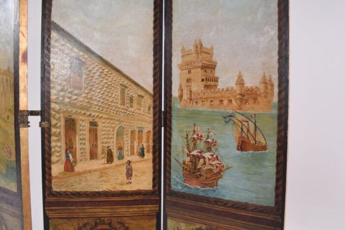 portuguese hand painted dressing screen 1850s 3