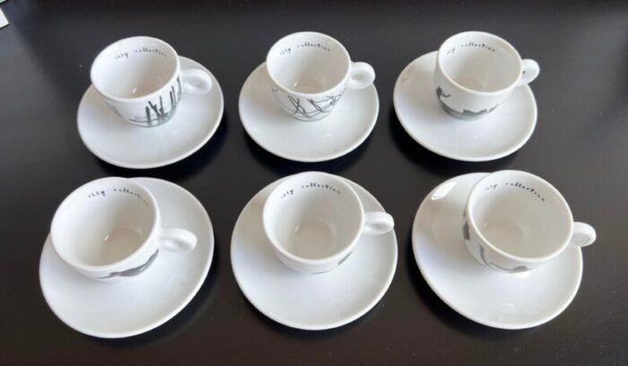 rare mario giacomelli for illy set of espresso cups and saucers set of 6 5305