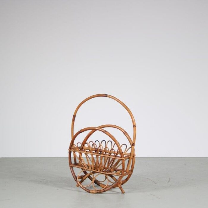 rattan magazine holder by franco albini italy 1950s 1