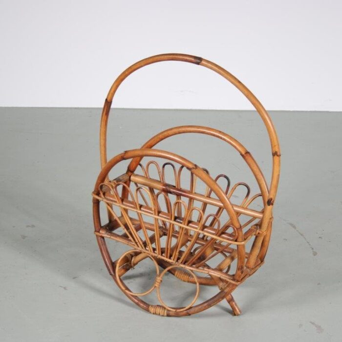 rattan magazine holder by franco albini italy 1950s 2