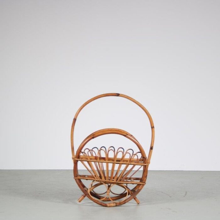 rattan magazine holder by franco albini italy 1950s 3