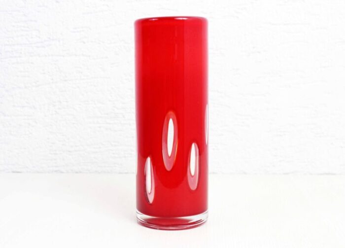 red and white murano glass vase 1970s 1