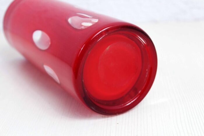 red and white murano glass vase 1970s 10