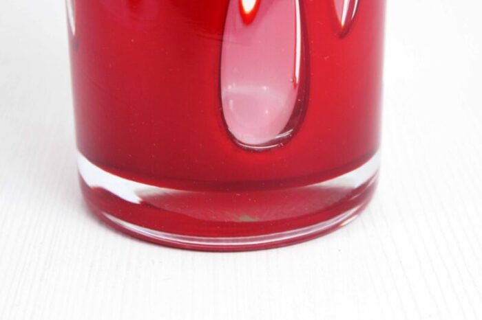 red and white murano glass vase 1970s 6