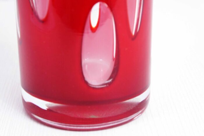 red and white murano glass vase 1970s 7