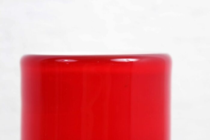 red and white murano glass vase 1970s 9