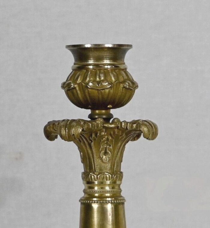 restauration era bronze candleholders early 19th century set of 2 10