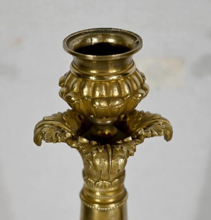 restauration era bronze candleholders early 19th century set of 2 5