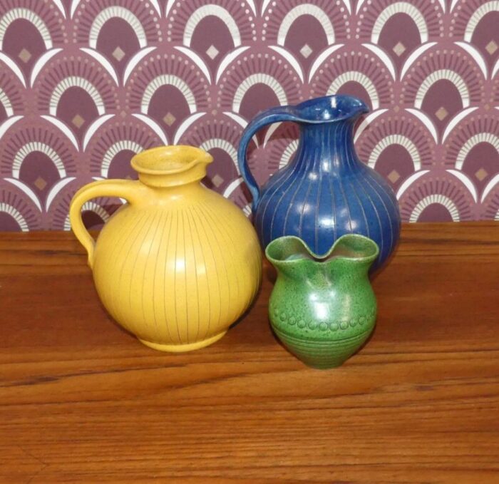 ritzdekor vases by wilhelm kagel for wk keramik 1960s set of 3 2