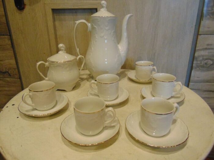 roccoco mocca tea set cmielow 1950s set of 14 1