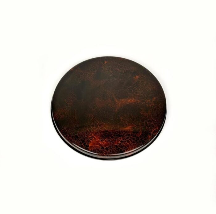 round centerpiece serving tray in faux tortoiseshell and brass italy 1970s 10