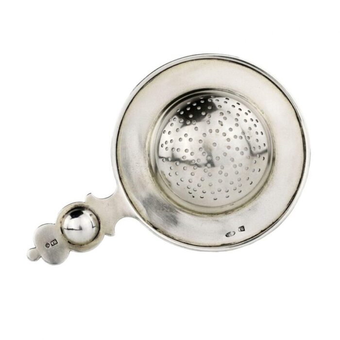 russian silver tea strainer with enamel decor in style of russian art nouveau 2