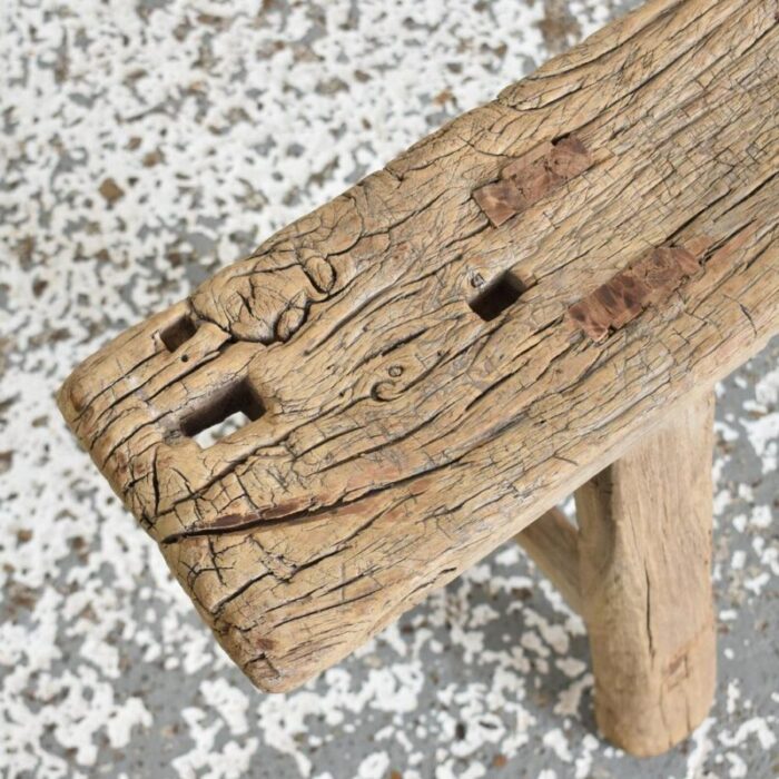 rustic elm wooden stool 7456