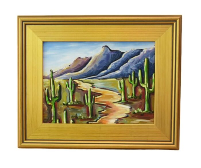 saguaro national park arizona southwestern oil painting including the antiqued gold wood frame 4425