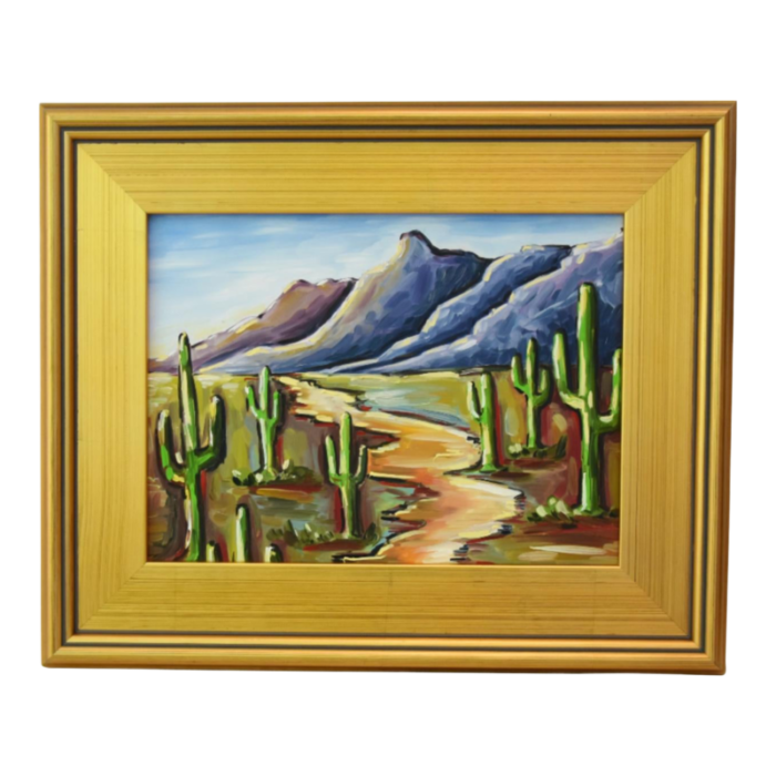 saguaro national park arizona southwestern oil painting including the antiqued gold wood frame 5431