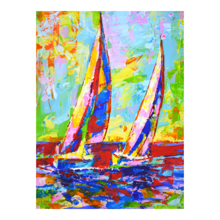 sailboats 2 original painting 7498