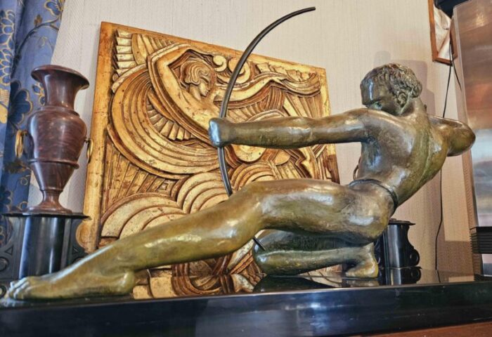 salvator riolo large art deco archer sculpture 1920s patinated bronze 2418