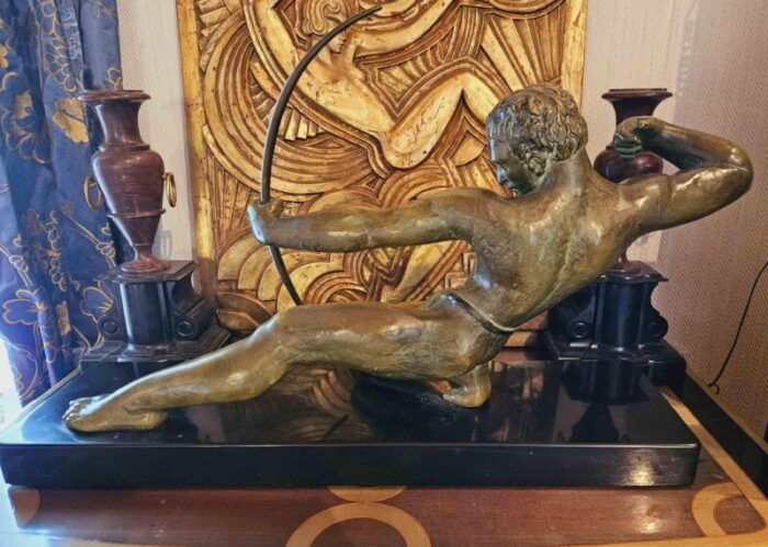 salvator riolo large art deco archer sculpture 1920s patinated bronze 3498