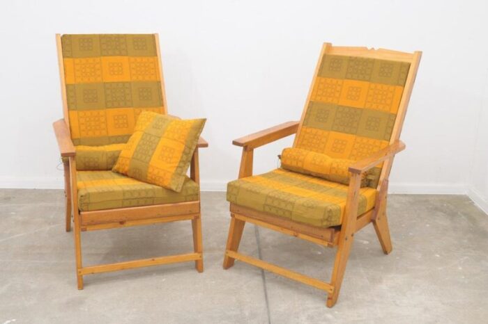 scandinavian style pine armchairs 1970s set of 2 2424