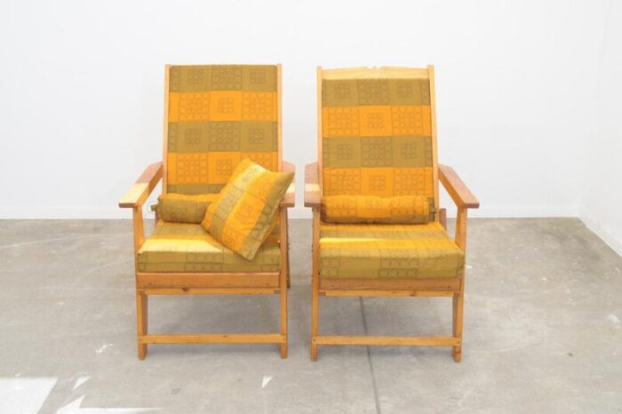 scandinavian style pine armchairs 1970s set of 2 2896