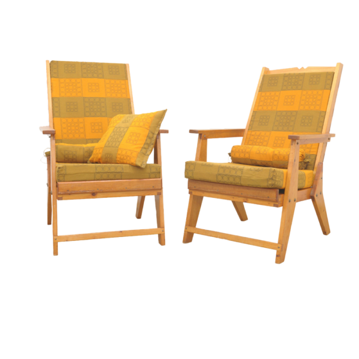 scandinavian style pine armchairs 1970s set of 2 6149