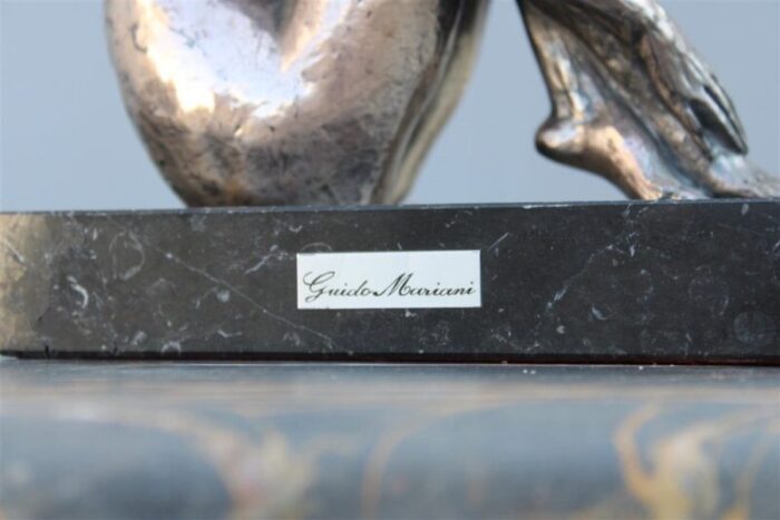 sculpture of woman in silver and gold finish by guido mariani 1970 6