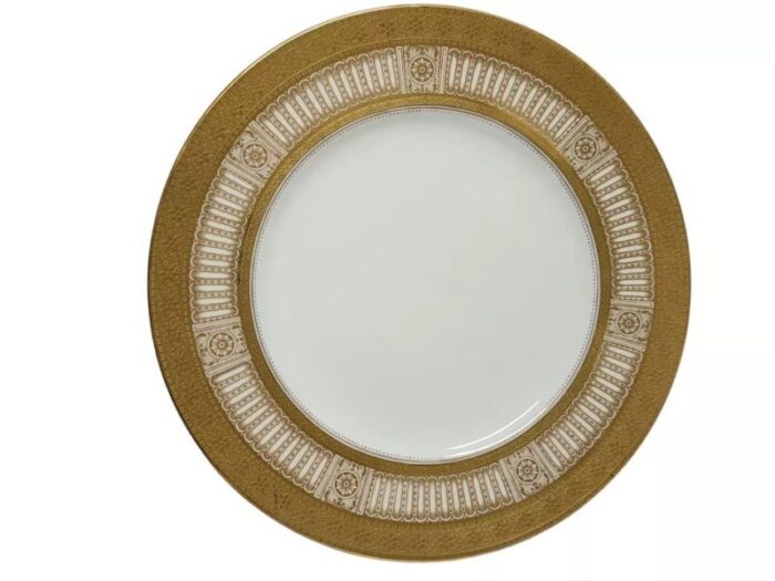 set of 12 tiffany and co cauldon china gold plated white porcelain dinner plates 3673