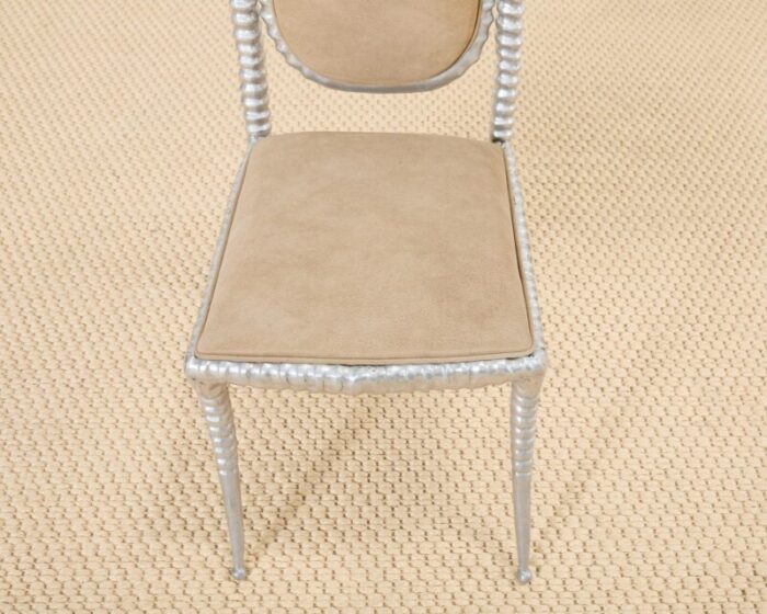 set of four arthur court horned antler aluminum dining chairs 0097