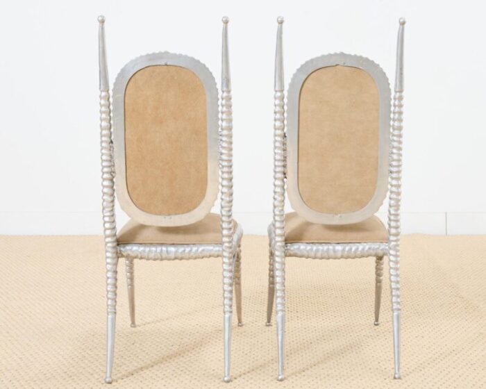 set of four arthur court horned antler aluminum dining chairs 4561