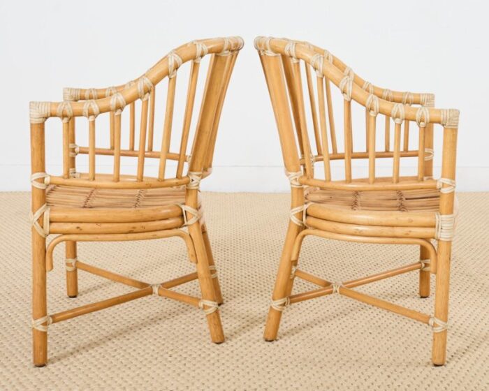 set of four mcguire rattan barrel back dining chairs 1994