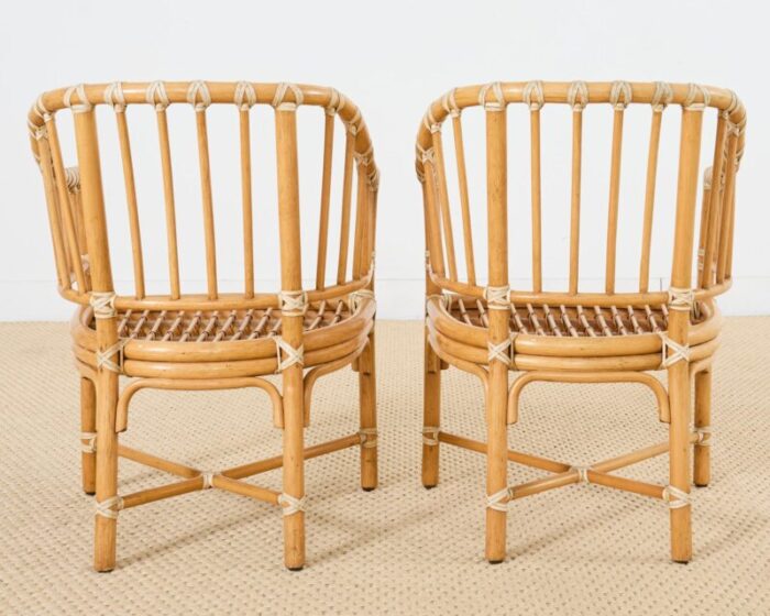 set of four mcguire rattan barrel back dining chairs 3117